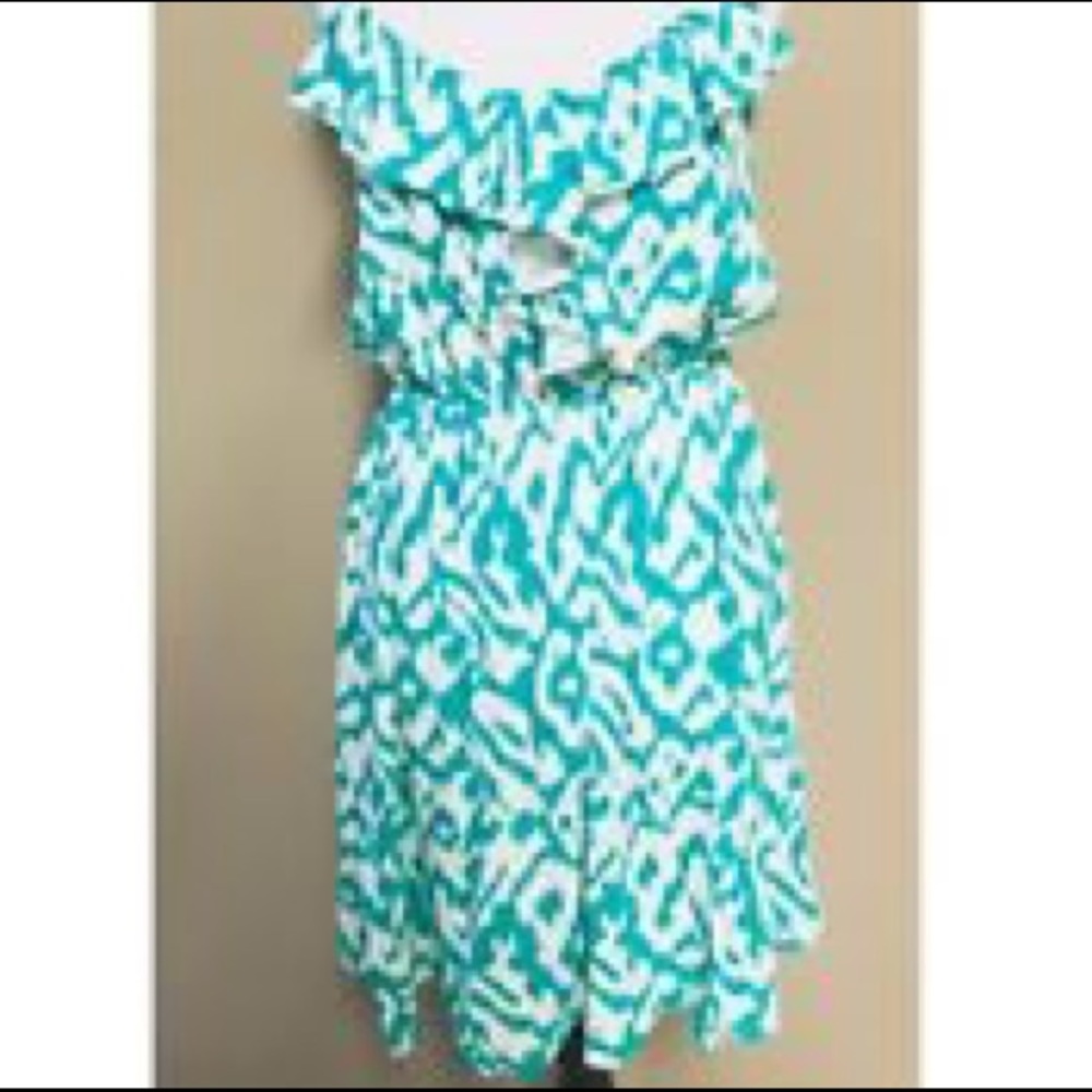 Loft teal and white dress